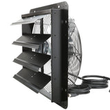 Shutter Exhaust Fan, 406 mm /16inch with Temperature Humidity Controller, EC-motor, 1747 CFM, Variable Speed Adjustable Wall Mount Attic Fan, Ventilation and Cooling for Greenhouses, Garages, Sheds