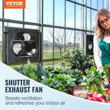 Shutter Exhaust Fan, 406 mm /16inch with Temperature Humidity Controller, EC-motor, 1747 CFM, Variable Speed Adjustable Wall Mount Attic Fan, Ventilation and Cooling for Greenhouses, Garages, Sheds