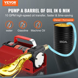 Fuel Transfer Pump, 12V DC, 10 GPM, 8 m Lift, Portable Electric Diesel Transfer Extractor Pump Kit with Automatic Shut-off Nozzle, Delivery & Suction Hose for Diesel, Kerosene, Transformer Oil
