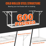 VEVOR Overhead Garage Storage Rack, 91.44x243.84cm Garage Ceiling Storage Racks, Heavy Duty Adjustable Cold Rolled Steel Racks for Garage Storage, Organization, 272.16kg Load Capacity, 22''-40", White