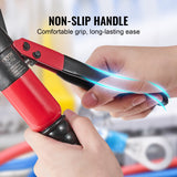 Hydraulic Crimping Tool with 9 Sets of Dies - AWG12-2/0 - Copper And Aluminum Terminal Battery Lug Crimper, with a Cutting Pliers, Gloves, 5pcs Copper Ring Connectors, 8pcs Heat Shrink Sleeves