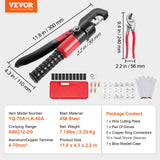 Hydraulic Crimping Tool with 9 Sets of Dies - AWG12-2/0 - Copper And Aluminum Terminal Battery Lug Crimper, with a Cutting Pliers, Gloves, 5pcs Copper Ring Connectors, 8pcs Heat Shrink Sleeves