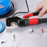 Hydraulic Crimping Tool with 9 Sets of Dies - AWG12-2/0 - Copper And Aluminum Terminal Battery Lug Crimper, with a Cutting Pliers, Gloves, 5pcs Copper Ring Connectors, 8pcs Heat Shrink Sleeves