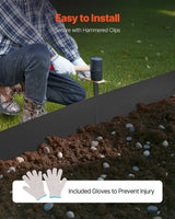 Steel Landscape Edging, 4 Packs 40 x 6 in Rust-Resistant Metal Landscape Edging, Bendable Garden Edging Border, Heavy Duty Lawn Edging, Easy-to-Install, Flower Bed Yard Pathway Divider Black