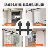 VEVOR 8FT Sliding Barn Door Hardware Closet Track Kit for Single Door J Hanger