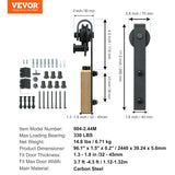VEVOR 8FT Sliding Barn Door Hardware Closet Track Kit for Single Door J Hanger