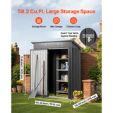 1533 x 876 x 1815 mm Metal Garden Shed, Storage Building with Lockable Door & 2 Louver Vents, Sloped Roof Metal Outdoor Storage Shed, Tool Sheds Outdoor Storage for Backyard, Garden, Patio