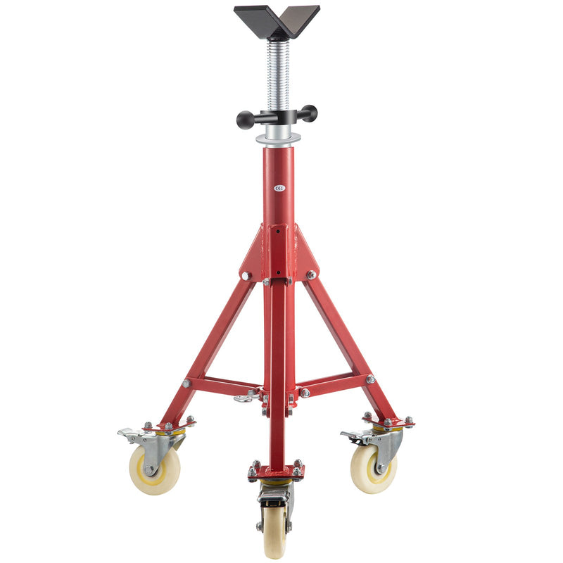 VEVOR Pipe Stand, Pipe Jack Stands with Casters Adjustable Height 28-52 Inch, V Head Pipe Stand 882 LB, Folding Portable Pipe Stands 1/8 to 12 Inch Pipe Supporting, Steel Jack Stand