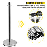 VEVOR Crowd Control Stanchion, Set of 2 Pieces Stanchion Set, Stanchion Set with 5 ft/1.5 m Black Velvet Rope, Silver Crowd Control Barrier with Sturdy Concrete and Metal Base - Easy Connect Assembly