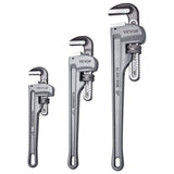 VEVOR 3-Piece Pipe Wrench Set, 10" 14" 18" Aluminum Straight Pipe Wrench, Adjustable Plumbing Wrench, with High Strength Jaw and Ergonomic Handle, Hangable Design, for Water Pipes, Automotive Repairs