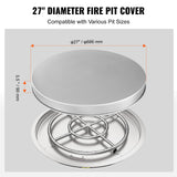 Fire Pit Cover Lid, 27" Portable Firepit Spark Screen,Stainless Steel Steel Metal Cover, Easy-Opening Outdoor Wood Burning and Camping Stove Accessory, for Outdoor Patio Fire Pits Backyard