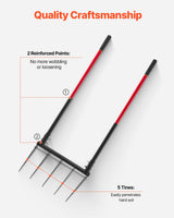 VEVOR 5 Tines Broad Fork Garden Tool U-Shaped Pitch Fork for Gardening Spading