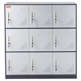 VEVOR 9 Doors Metal Storage Cabinet Employees Steel Storage Cabinet Office Gray