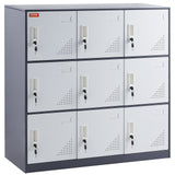VEVOR 9 Doors Metal Storage Cabinet Employees Steel Storage Cabinet Office Gray
