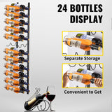 VEVOR Wall Mounted Wine Rack, 12x2 Bottles Wine Holder Towel Rack, Black Steel Vertical Wine Rack, Modern Decorative Wall Mounted Wine Bottle Holder, Forward Design Simple Storage Wall Rack 48x11x1 In