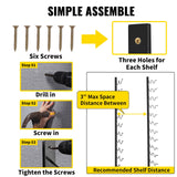 VEVOR Wall Mounted Wine Rack, 12x2 Bottles Wine Holder Towel Rack, Black Steel Vertical Wine Rack, Modern Decorative Wall Mounted Wine Bottle Holder, Forward Design Simple Storage Wall Rack 48x11x1 In