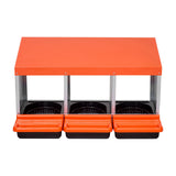 Chicken Nest Box, 3-Compartment, 15 to 30 in Stable & Corrosion-Resistant Metal Nesting Boxes with Inclined Nesting Boxes, Bottom Holes & Resting Platform, Fit for Different Chicken Breeds