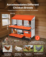 2 Tiers Chicken Nesting Boxes, 6 Compartments, Metal Egg Laying Boxes with Protective Collection Lids, Roll Out Nesting Box, Easy to Assemble, Ideal for Hens, Ducks, Chickens, and Other Poultry
