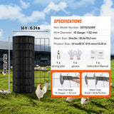 Hardware Cloth, 24'' x 50' Galvanized Wire Mesh Roll, 16 Gauge Chicken Wire Fence Roll, Vinyl Coating Metal Wire Mesh for Chicken Coop Barrier, Rabbit Snake Fences, Poultry Enclosures