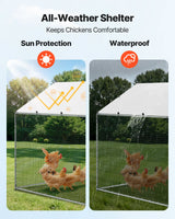 Metal Chicken Coop, 9.8x6.5x6.5ft Large Walk-in Chicken Runs with Cover, Spire Roof Hen House Enclosure with Security Lock, Outdoor Duck Rabbit Cage Poultry Pen for Backyard, Farm, Yard