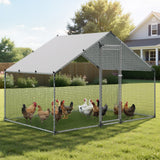Metal Chicken Coop, 9.8x6.5x6.5ft Large Walk-in Chicken Runs with Cover, Spire Roof Hen House Enclosure with Security Lock, Outdoor Duck Rabbit Cage Poultry Pen for Backyard, Farm, Yard