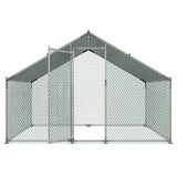 Metal Chicken Coop, 9.8x6.5x6.5ft Large Walk-in Chicken Runs with Cover, Spire Roof Hen House Enclosure with Security Lock, Outdoor Duck Rabbit Cage Poultry Pen for Backyard, Farm, Yard