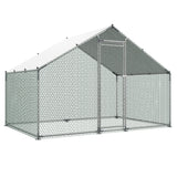 Metal Chicken Coop, 9.8x6.5x6.5ft Large Walk-in Chicken Runs with Cover, Spire Roof Hen House Enclosure with Security Lock, Outdoor Duck Rabbit Cage Poultry Pen for Backyard, Farm, Yard