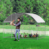 Metal Chicken Coop, 9.8x6.5x6.5ft Large Walk-in Chicken Runs with Cover, Doom Roof Hen House Enclosure with Security Lock, Outdoor Duck Rabbit Cage Poultry Pen for Backyard, Farm, Yard