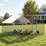 Metal Chicken Coop, 9.8x13.1x6.5 ft Large Walk-in Chicken Runs with Cover, Spire Roof Hen House Enclosure with Security Lock, Outdoor Duck Rabbit Cage Poultry Pen for Backyard, Farm, Yard