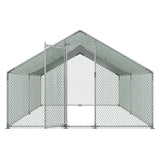 Metal Chicken Coop, 9.8x13.1x6.5 ft Large Walk-in Chicken Runs with Cover, Spire Roof Hen House Enclosure with Security Lock, Outdoor Duck Rabbit Cage Poultry Pen for Backyard, Farm, Yard