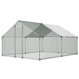 Metal Chicken Coop, 9.8x13.1x6.5 ft Large Walk-in Chicken Runs with Cover, Spire Roof Hen House Enclosure with Security Lock, Outdoor Duck Rabbit Cage Poultry Pen for Backyard, Farm, Yard