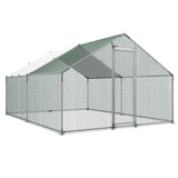 Metal Chicken Coop, 9.8x13.1x6.5 ft Large Walk-in Chicken Runs with Cover, Spire Roof Hen House Enclosure with Security Lock, Outdoor Duck Rabbit Cage Poultry Pen for Backyard, Farm, Yard