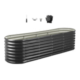 Metal Raised Garden Bed, 2.4 x 0.6 x 0.6 m Oval Outdoor Galvanized Planter Garden Box, Open Bottom Design, Large Planter Raised Bed for Growing Vegetables, Flowers, Herbs, Succulents, Dark Gray