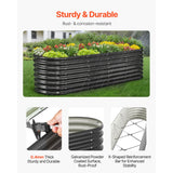 Metal Raised Garden Bed, 2.4 x 0.6 x 0.6 m Oval Outdoor Galvanized Planter Garden Box, Open Bottom Design, Large Planter Raised Bed for Growing Vegetables, Flowers, Herbs, Succulents, Dark Gray