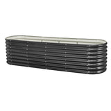 Metal Raised Garden Bed, 2.4 x 0.6 x 0.6 m Oval Outdoor Galvanized Planter Garden Box, Open Bottom Design, Large Planter Raised Bed for Growing Vegetables, Flowers, Herbs, Succulents, Dark Gray