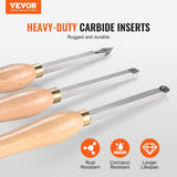 Wood Lathe Chisel Set, 3 PCS Woodworking Turning Tools, Includes Square, Round, Diamond Carbide Blades, 20 cm Comfortable Grip Handles, Wood Chisel Set with Wooden Box For Turning Pens or Small
