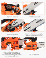 25 cc Gas Chainsaw, 305 mm Gas Powered Chainsaw, 0.75 kW Power Chain Saw with Non-Slip Handle, Gas-Powered Chainsaws with Dual Fuel Tanks, For Wood Cutting, Tree Trimming, and Land Clearing