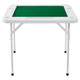 Mahjong Table, 4 Player Folding Domino Table with Wear-Resistant Green Tabletop, Portable Square Card Table with 4 Cup Holders & 4 Chip Trays for Mahjong Poker Puzzles, 90 x90-inch