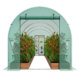 Walk-in Tunnel Greenhouse 14.6x6.36x6.3ft Galvanized Frame PE Cover Green
