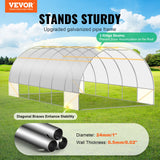 Greenhouse | Walk-in Tunnel | 19.4x9.7x6.5ft | Galvanized Frame | PE Cover | Roll-up Zipper Door and 12 Windows for Outdoor | White