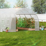 Greenhouse | Walk-in Tunnel | 19.4x9.7x6.5ft | Galvanized Frame | PE Cover | Roll-up Zipper Door and 12 Windows for Outdoor | White