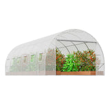 Greenhouse | Walk-in Tunnel | 19.4x9.7x6.5ft | Galvanized Frame | PE Cover | Roll-up Zipper Door and 12 Windows for Outdoor | White
