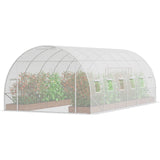 Greenhouse | Walk-in Tunnel | 19.4x9.7x6.5ft | Galvanized Frame | PE Cover | Roll-up Zipper Door and 12 Windows for Outdoor | White
