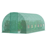 Walk-in Tunnel Greenhouse, 19.4x9.7x7.4 ft Hoop House Greenhouse Tunnel, Plant Hot House with Galvanized Steel Frame, Green PE Cover, Swing Door and 12 Roll-up Windows for Outdoor