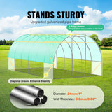 Walk-in Tunnel Greenhouse, 19.4x9.7x7.4 ft Hoop House Greenhouse Tunnel, Plant Hot House with Galvanized Steel Frame, Green PE Cover, Swing Door and 12 Roll-up Windows for Outdoor