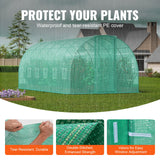 Walk-in Tunnel Greenhouse, 19.4x9.7x7.4 ft Hoop House Greenhouse Tunnel, Plant Hot House with Galvanized Steel Frame, Green PE Cover, Swing Door and 12 Roll-up Windows for Outdoor