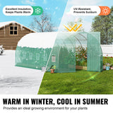 Walk-in Tunnel Greenhouse, 19.4x9.7x7.4 ft Hoop House Greenhouse Tunnel, Plant Hot House with Galvanized Steel Frame, Green PE Cover, Swing Door and 12 Roll-up Windows for Outdoor