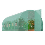 Walk-in Tunnel Greenhouse, 19.4x9.7x7.4 ft Hoop House Greenhouse Tunnel, Plant Hot House with Galvanized Steel Frame, Green PE Cover, Swing Door and 12 Roll-up Windows for Outdoor