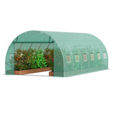 Walk-in Tunnel Greenhouse with Galvanized Steel Frame, PE Cover, Roll-up Zipper Door and 12 Windows | 19.4x9.7x6.5 ft