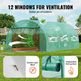 Walk-in Tunnel Greenhouse with Galvanized Steel Frame, PE Cover, Roll-up Zipper Door and 12 Windows | 19.4x9.7x6.5 ft